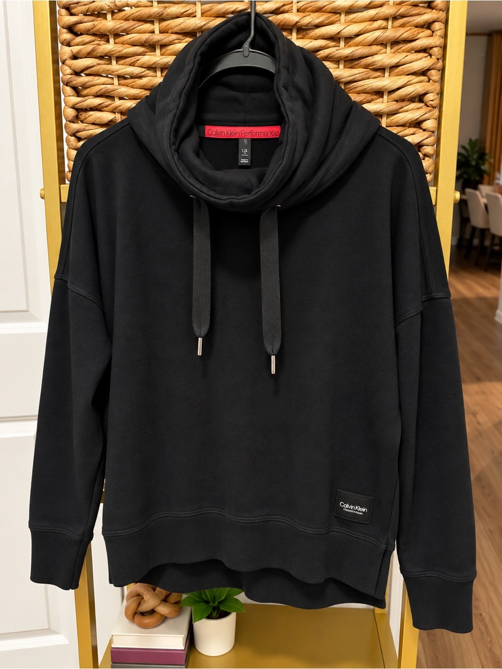 Calvin Klein Black Funnel Neck Pullover Hoodie